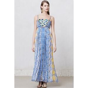 RANNA GILL ANTHROPOLOGIE Maxi Dress Womens Size Small Petite Sunburst Beaded